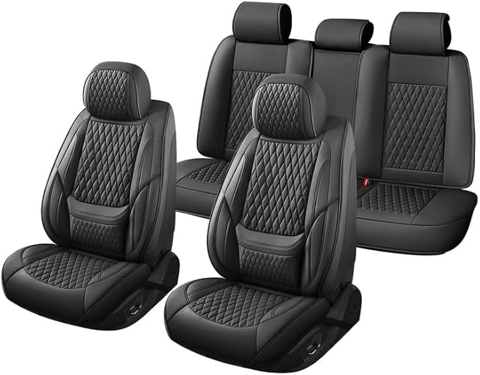 Car Seat Covers Full Set Custom Fit for Buick Century 1997-2005 - Premium Faux Leather with Lumbar Support | Breathable, Waterproof, Anti-Slip, Durable (Black,Full Set)