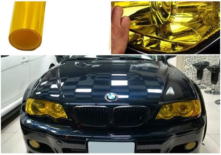 12 by 48 Inches Self Adhesive Headlight, Tail Lights, Fog Lights Tint Vinyl Film (12 X 48, Gold)