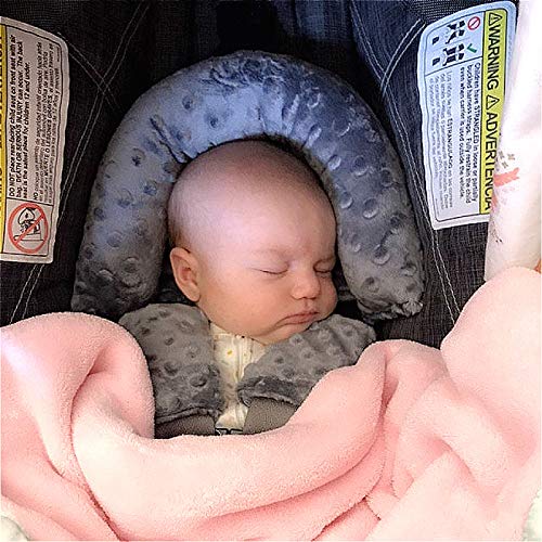 Baby Infant Head and Neck Support Pillow with Seat Belt for Car Seat -Extra Soft 3-in-1 Toddler Car Seat Insert Pad for Car Seats Water Pink