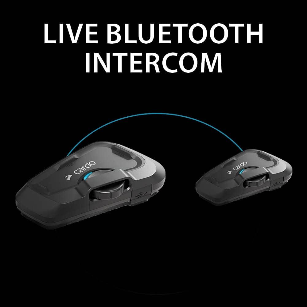 Cardo Systems FREECOM 2X Motorcycle 2-Way Helmet Bluetooth Communication System Headset Intercom, Universal Bluetooth Connectivity, Waterproof, 40mm Speakers - Dual Pack