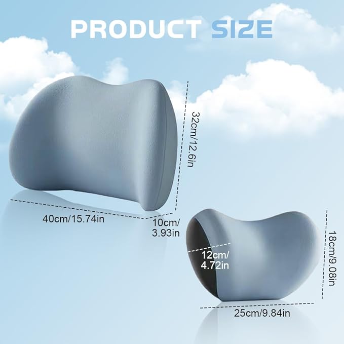 2025 New Car Headrest & Lumbar Support Cushion, Ergonomic Car Seat Headrest Neck Rest Cushion Lumbar Support Pillow Memory Foam & Breathable Removable Cover for Neck Back Pain Relief (Coffee)