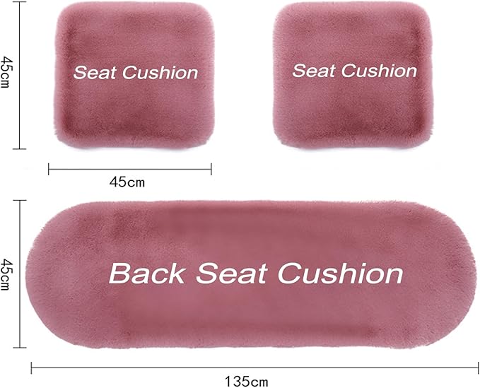 Plush Car Seat Cushion, Soft Warm Fuzzy Faux Rabbit Fur Fluffy Plush Auto Seat Cover Vehicle Car Front and Back Seat Protector Pad with Non-Slip Backing Cushion Interior Universal Fit (White,3PCS)