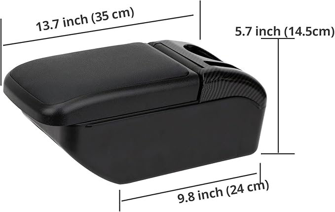 AULPHIKE Compatible with Nissan March Micra Armrest 2011-2016 Car Center Console Organizer Armrests Double Layer Storage with USB Ports(Black Style)