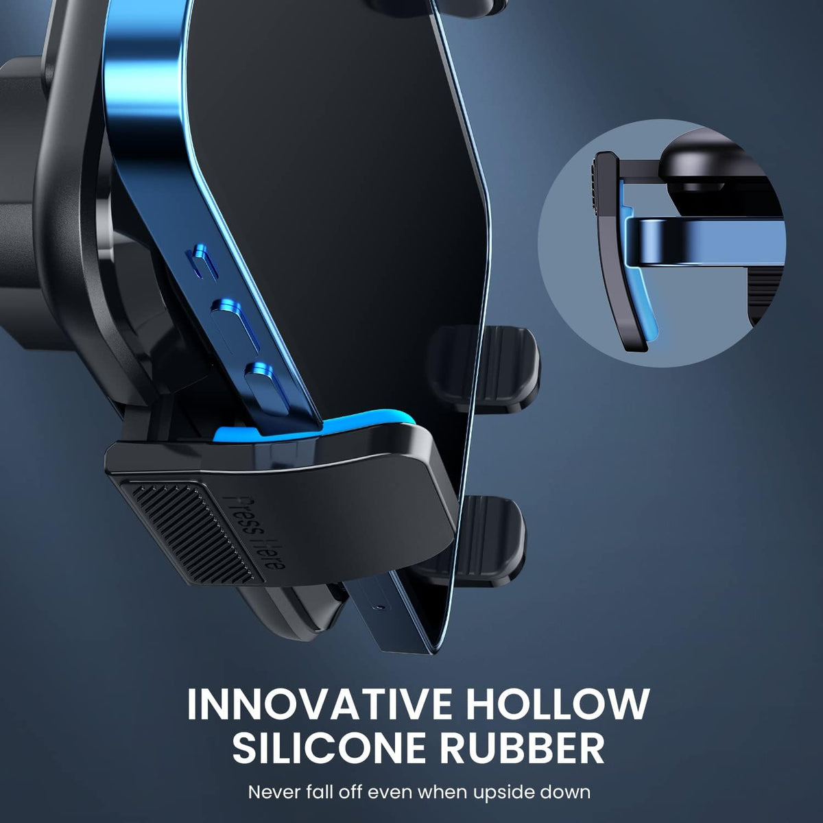 Qifutan Car Phone Holder with Anti-Slip Rubber, 360 Rotating Ball Joint, and Adjustable Support Ring for iPhone and Other Smartphones