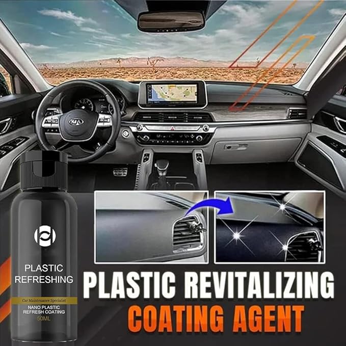 RJDJ Plastic Restorer for Cars, Trim & Exterior – Plastic Revitalizing Coating Agent, Restores Faded Plastic, UV Protection, Car Shine Refurbishing Solution (50ml-3pcs)