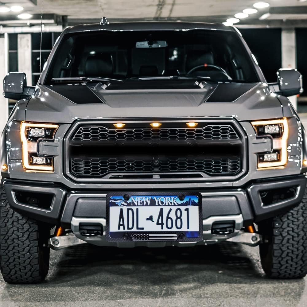 License Plate Frames,2 Packs Front Rear Car Tags,Aluminum Alloy License Plate Cover,No Rust,Water Proof,Wear Resistant,Car Accessories (Carbon Fiber USA Flag)