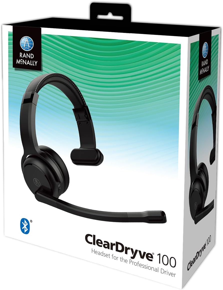Rand McNally ClearDryve 100 Premium Wireless Headset for Clear Calls with Noise Cancellation, Long Battery Life, All-Day Comfort, Black