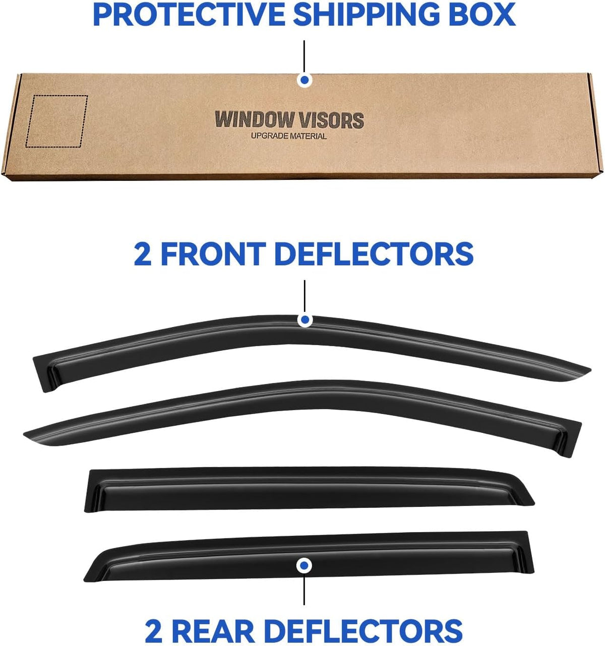 Window Visors Rain Guards for 2019 2020 2021 2022 2023 Ford Ranger Supercrew, Out-Channel Window Vent Wind Deflectors Visors Shades for 19-23 Ranger, for Full-Size Cabs