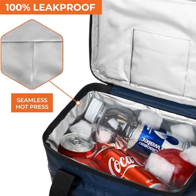 OPUX Soft Cooler Bag, Insulated Collapsible Lunch Cooler Bag for Men Work Camping Beach Travel, Portable Soft Sided Leakproof Waterproof Large Lunch Bag Box with Shoulder Strap 18 Cans, Navy Blue