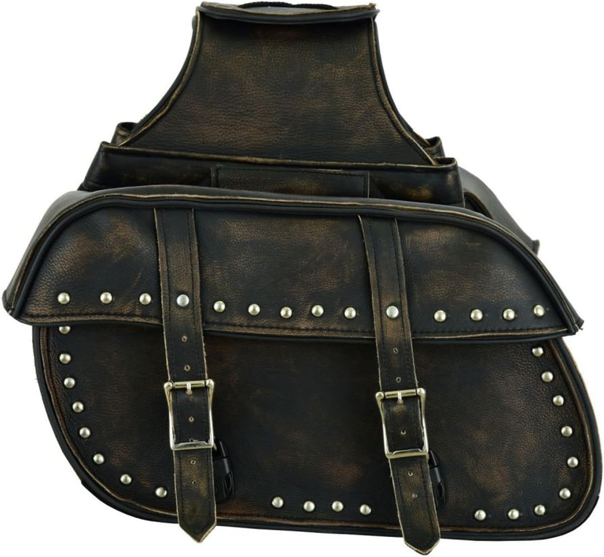 GARGOYLE BELLS Motorcycle Saddle Bags Leather Motorcycle Luggage Bag with Gun Holsters For Softails Sportsters and Choppers Waterproof Luggage Bags For Motorcycle