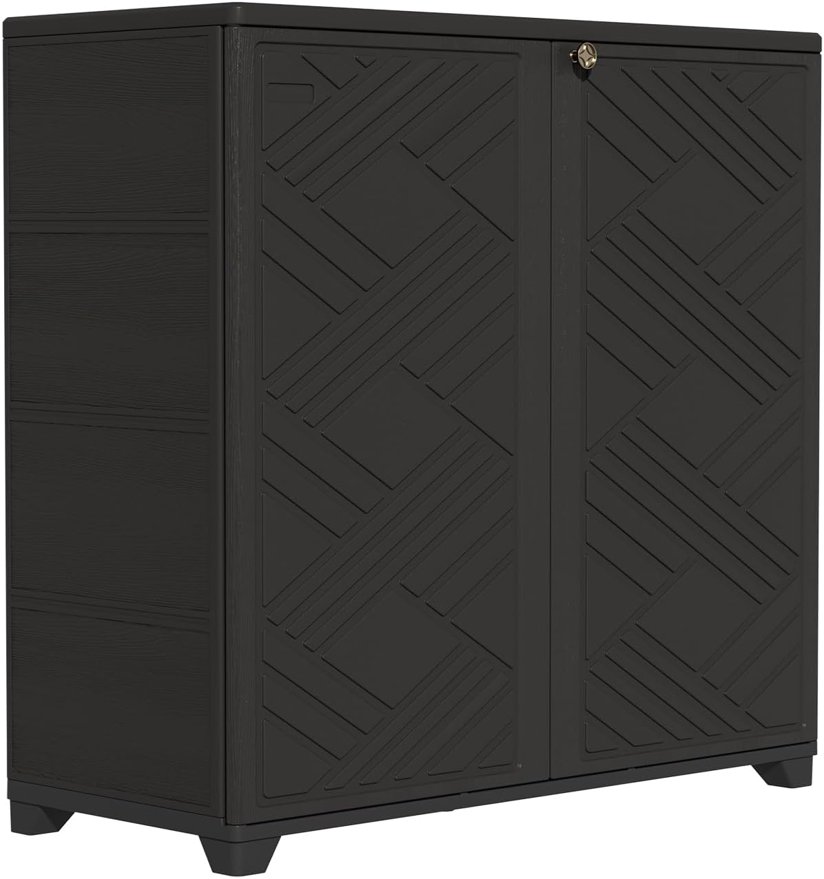 ZZM Indoor/Outdoor Storage Cabinet Waterproof, 34"x15"x34" Plastic Outdoor Storage Box for Garden Balcony Bathroom, All Weather Outdoor Storage Clearance, DIY Usage, with 2 Shelf (Black)