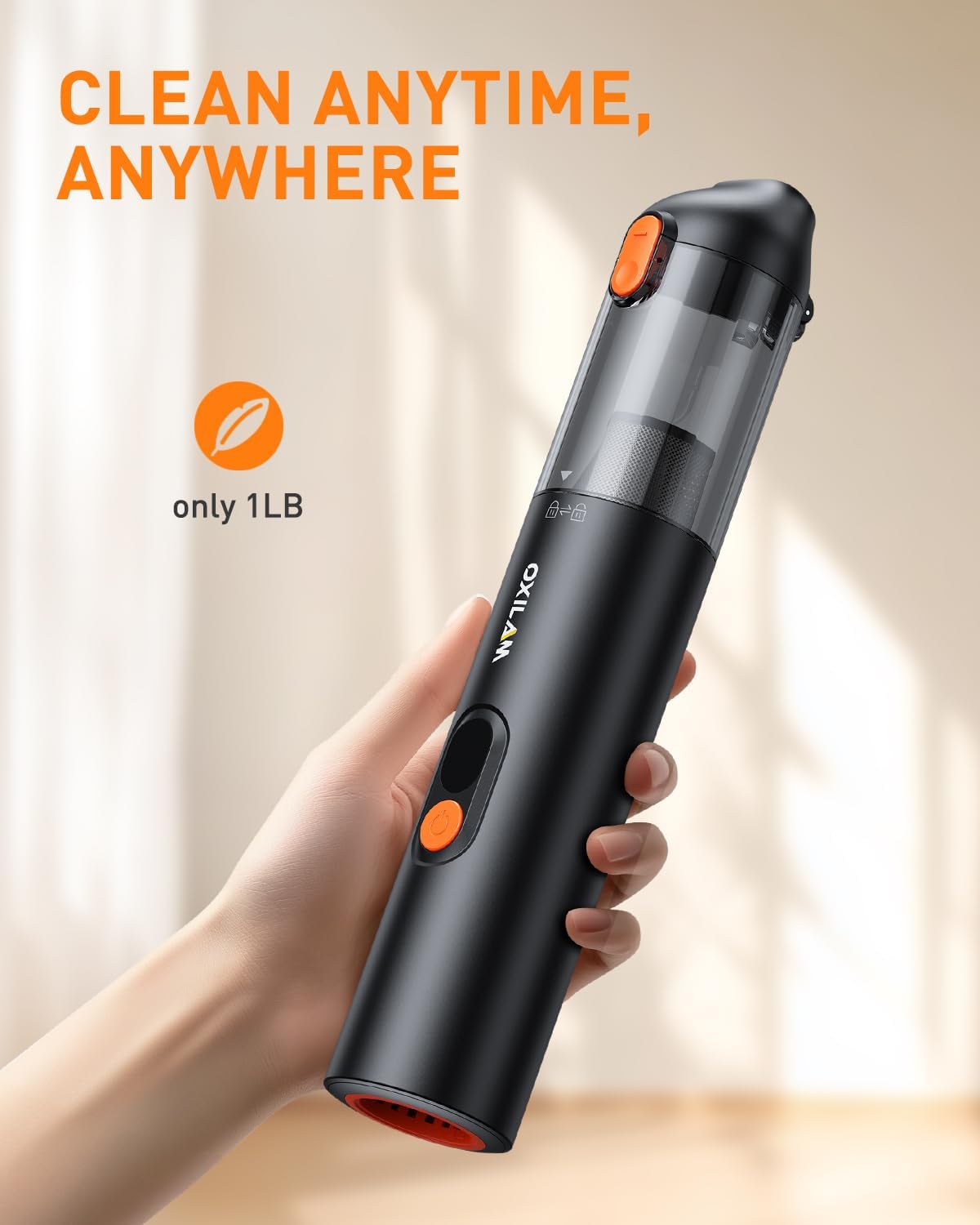 OXILAM Car Vacuum Portable - Handheld Vacuum Cordless 14000PA High Power, Blow & Suction 2 in 1, Up to 30 Mins Runtime, Cordless Vacuum Cleaner for Home, Pet, Car, Office (Black)