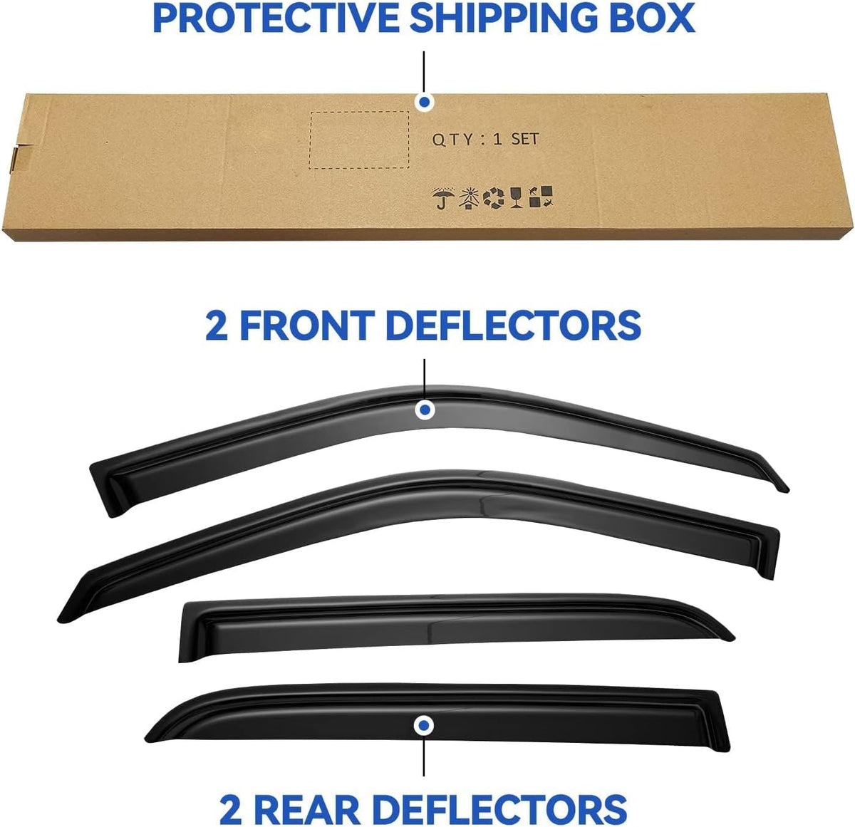 Window Visors Rain Guards for 2009-2018 Ram 1500 Crew/Mega Cab/Full-Size Cab, Window Vent Wind Deflectors Visors Shades for 2010-2025 Ram 2500 & 3500, 2019-2024 Ram 1500 Classic Body Models Only