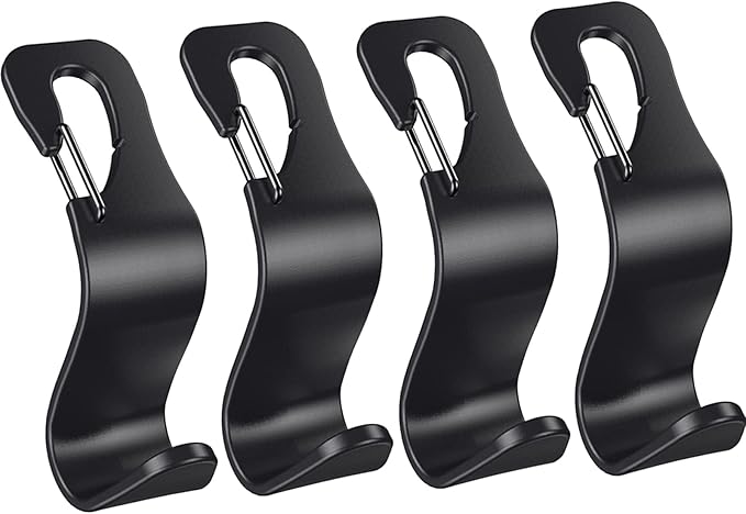 4 Pack Car Back Seat Headrest Hook Hanger for Purse Grocery Bag Handbag Hat