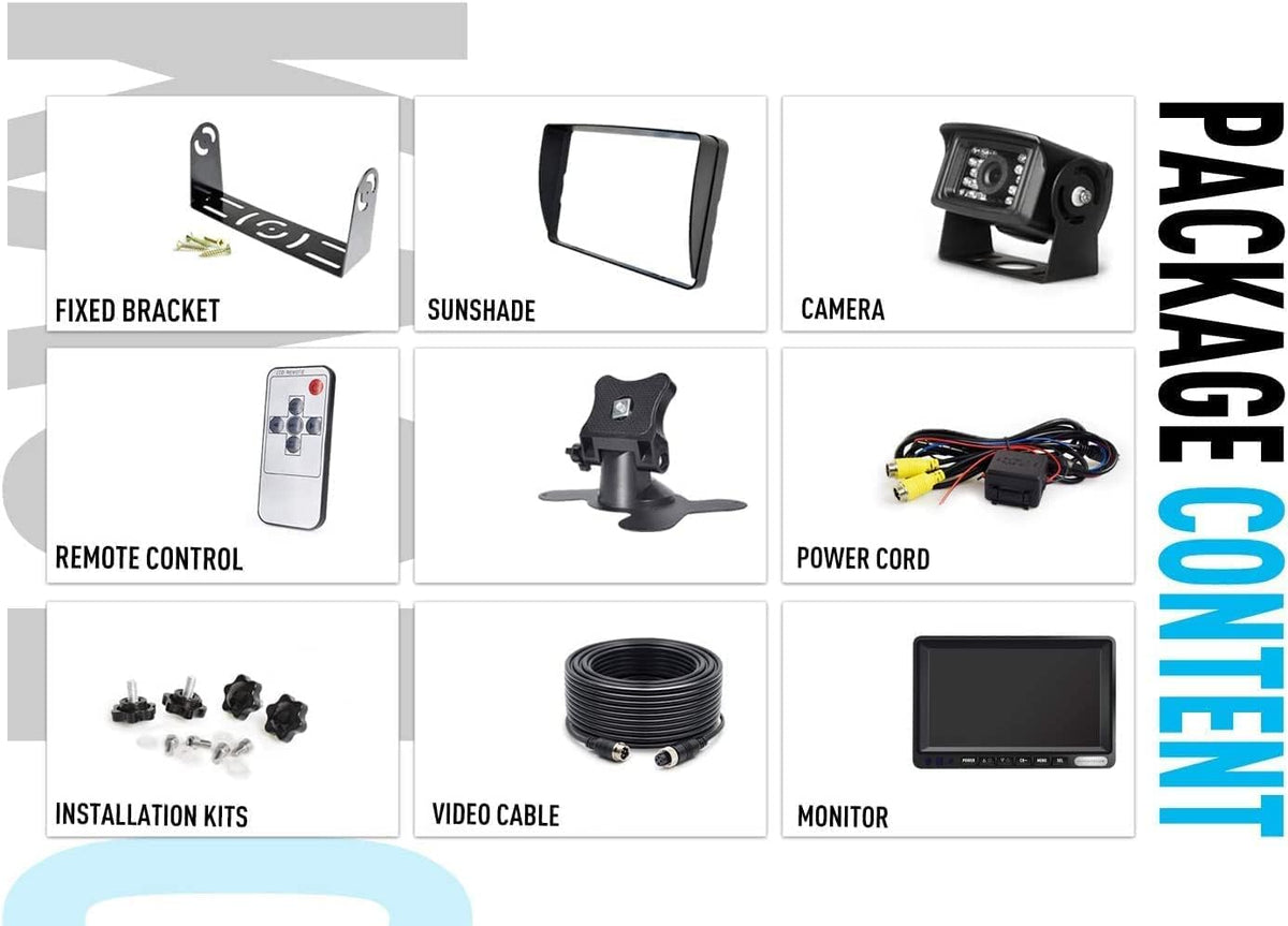 Rear View Camera Kit, Wired Backup Camera System 7 Inch Monitor IP69 Waterproof IR Night Vision 149° View Reversing Camera for Truck/Semi-Trailer/Box Truck/RV(SY01)