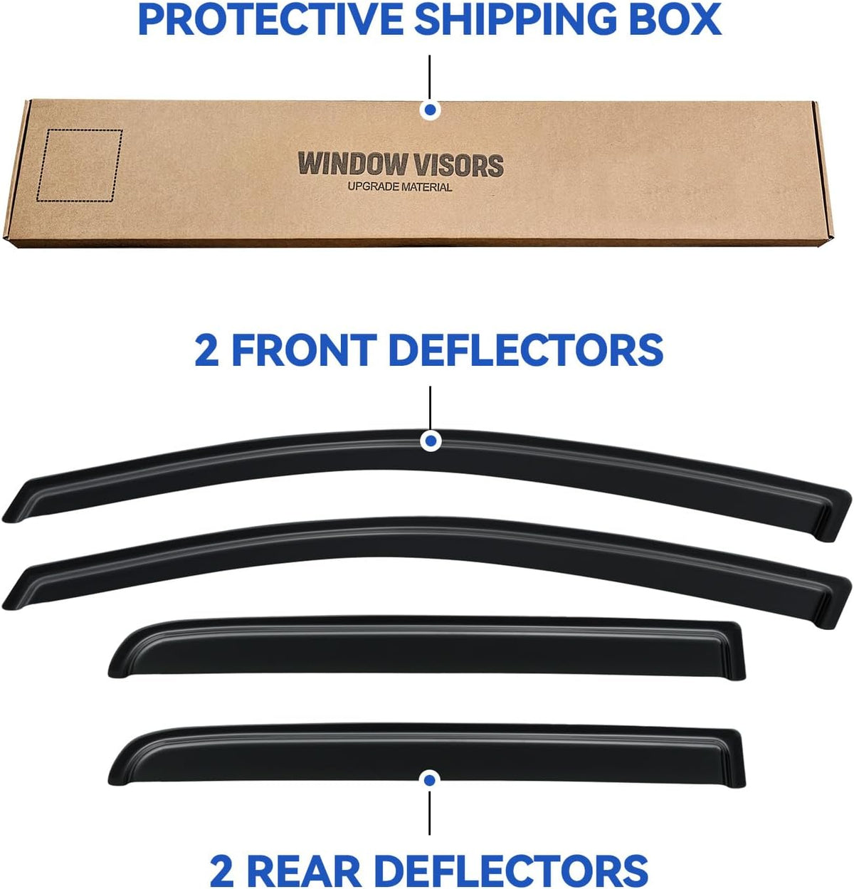 Window Visors Rain Guards Shield for 2004-2015 Nissan Titan Crew Cab, Out-Channel Window Vent Wind Deflectors Visors Shades for 04-15 Nissan Titan Crew