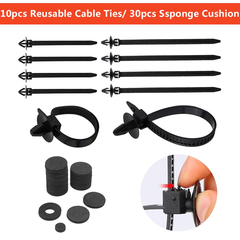 Ford GM Toyota Honda Chrysler Nissan Car Push Retainer Clips 1045pcs with 30 Popular Push Pins for Auto Parts Sizes - Includes 10 Cable Ties and Red Fastener Remover