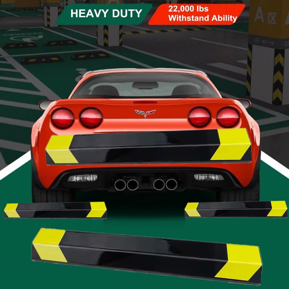 18" Heavy Duty Parking Aid for Garage, Car Parking Stopper for Garage 2 Pack, Parking Aids Protects Car, Parking Stopper Easy to Install (2 Pack 18" L x 1.25H)