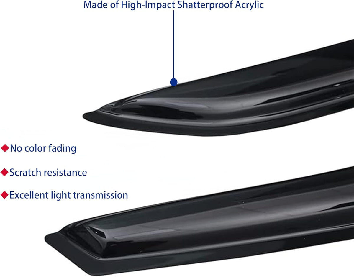 Window Visors Rain Guards fits 2008-2023 Dodge Challenger, Out-Channel Side Window Wind Deflectors Vent Shades Accessories, Dark Smoke 2 Pcs