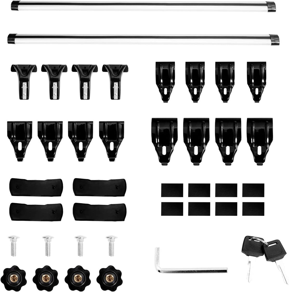 50" Universal Rooftop Crossbars,Adjustable Locking Luggage Crossbars Compatible for Car Pickups Without Any Types of Side Rails