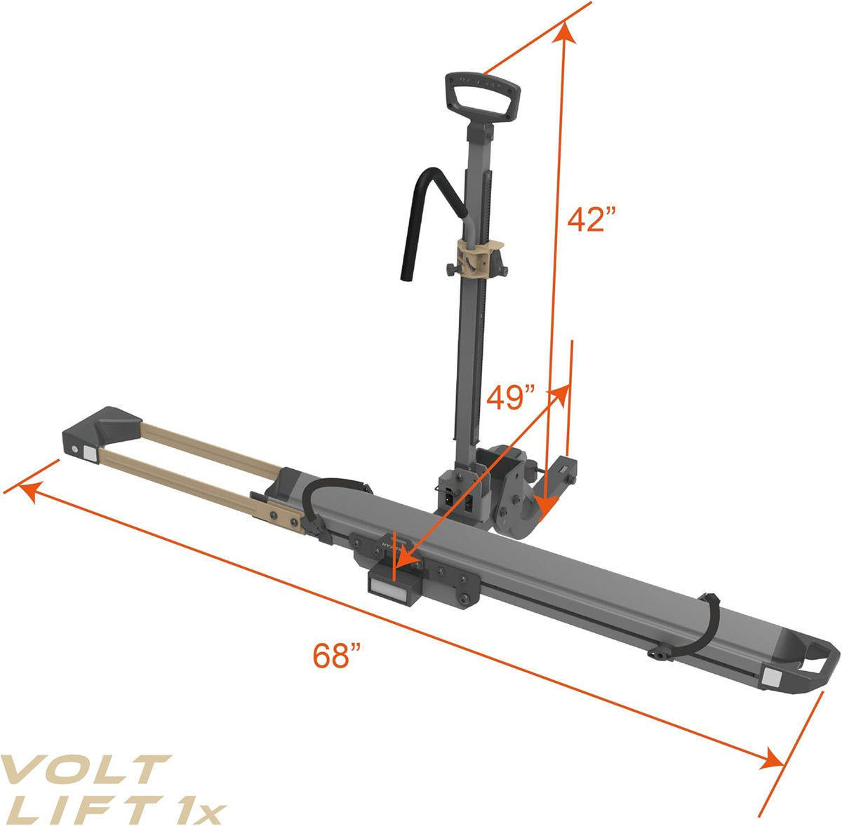 HYPERAX Patented Lift Assisted Volt Lift 1x RV Rated Hitch Mounted 2 E Bike Rack Carrier Up to 1X 80lbs eBikes with Up to 5" Fat Tires for RV and SUV