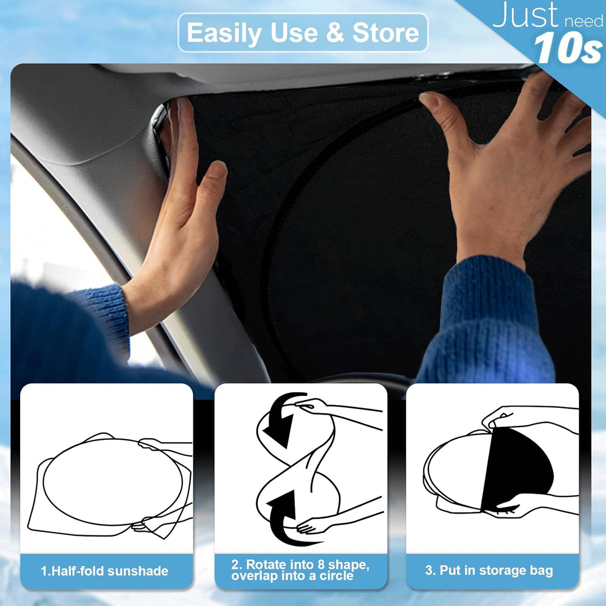 Custom fit Encore GX Windshield Sunshade for Buick Encore 2020 2021 2022 2023 2024 2025 Accessories Front Window Car Shade Cover for Windshield Sun Visor Screen Protector 210T Reflective Block UV Ray
