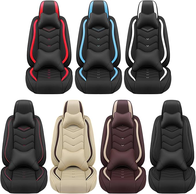 Car Seat Covers Fit for Infiniti g37 2000-2026, Stylish Sport Seat Covers, Waterproof Wear-Resistant Premium Nappa Leather Car Seat Cover.(Full Set with Pillow/Black Red)