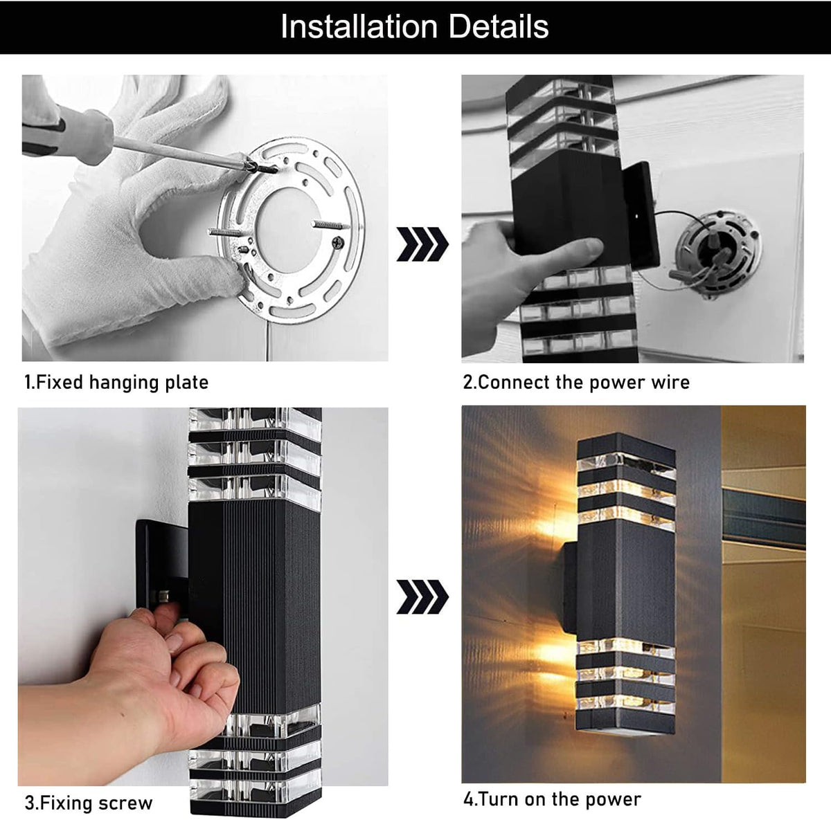 18inch LED Square Up & Down Wall Lights,24W Outdoor Wall Light 4000K Day White Aluminum Body Waterproof IP65 LED Exterior Light Fixtures Wall Mount for House Patio Garage Garden. (12 Pack)