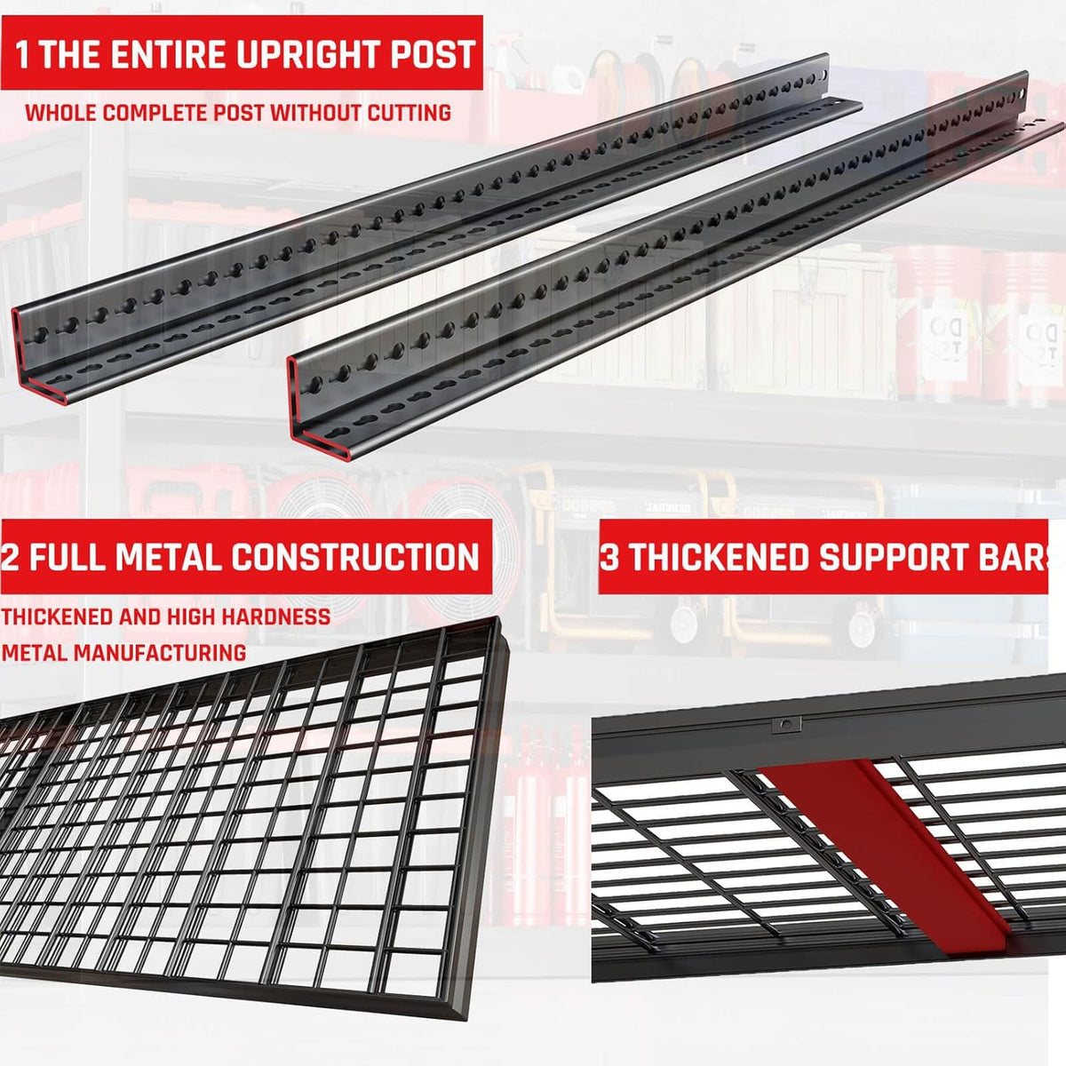 68" Wide Garage Shelving Unit, 68" W x 24" D x 68" H, Heavy Duty Garage Storage Shelves,3500 LBS Capacity, Industrial Adjustable Shelves for Basement Warehouse, 2 Pack