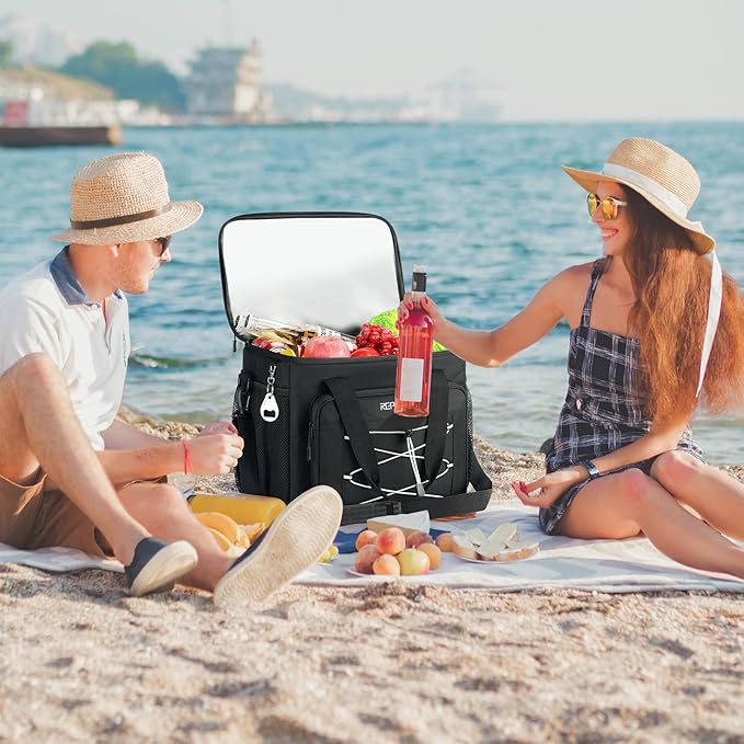 RealCool Soft Cooler Bag 35/45Can, Collapsible Cooler Insulated Leak Proof, Large Lunch Box for Men Women, Soft-Sided Cooler for Picnic, Grocery, Beach, Camping, Travel