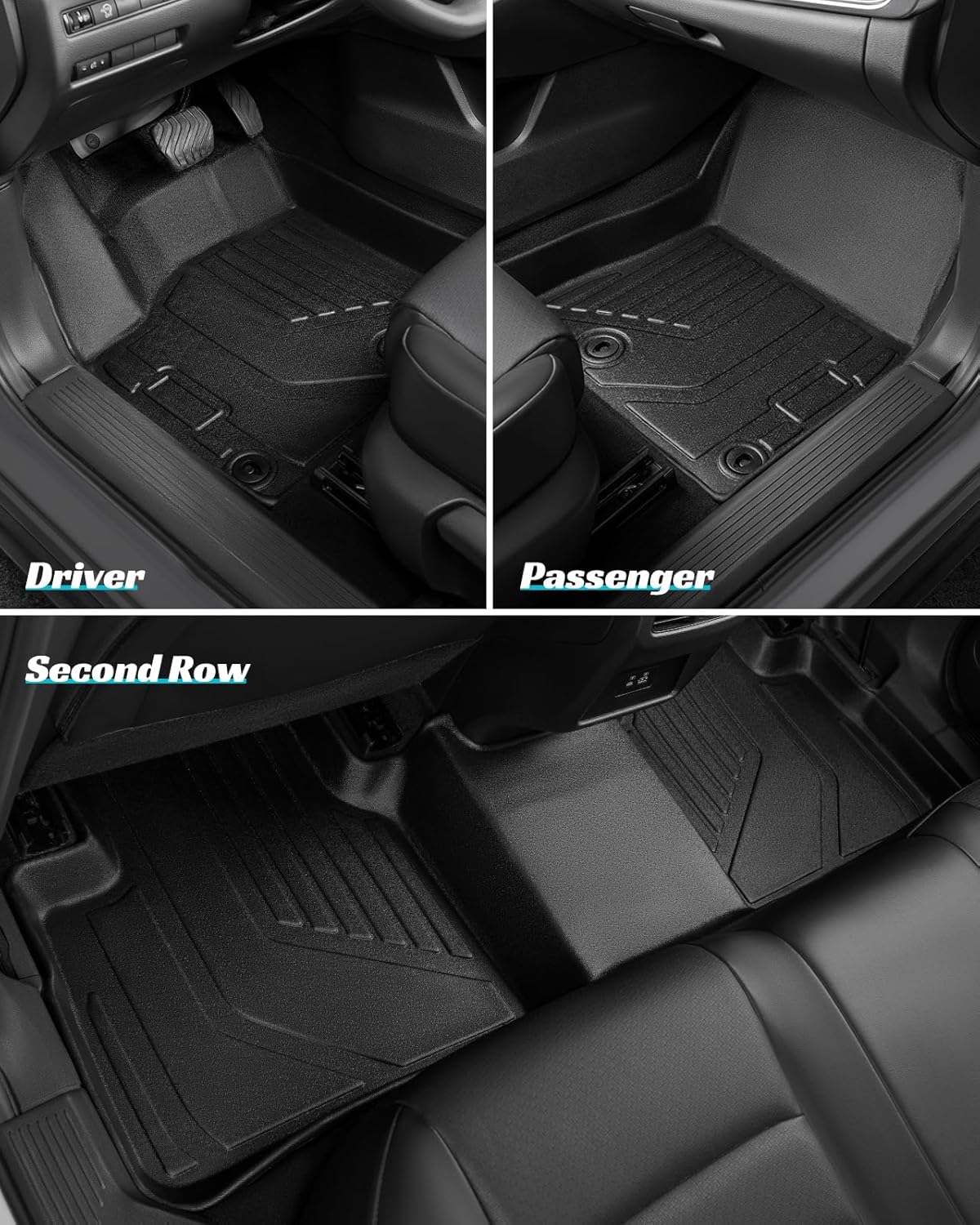 Floor Mats Full Set for Nissan Rogue 2021-2025 Accessories, All Weather Floor Mats Cargo Liner for Back of SUV, Rubber Mats for Car Floor, Custom Fit laser Tech Mat Heavy Duty Trunk Liner Black