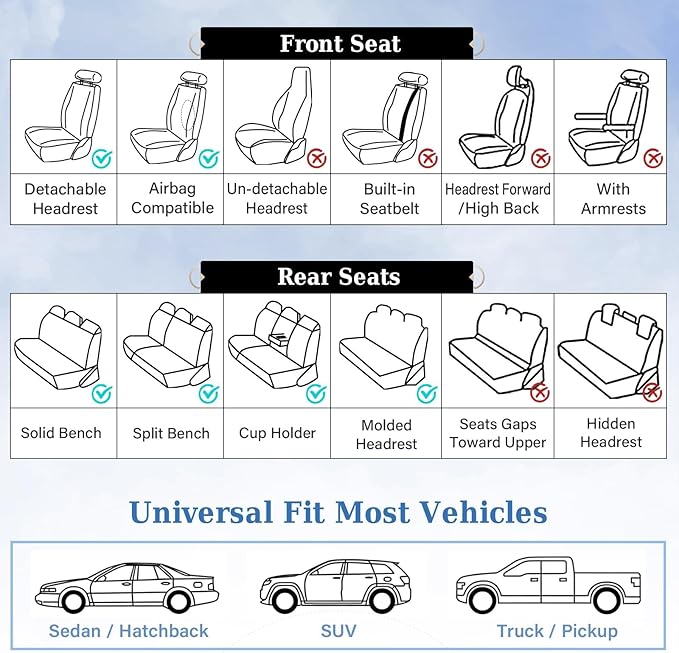 Coverado Car Seat Covers Front Seats, Waterproof Leather Seat Covers for Cars, Luxury Car Seat Covers with Lumbar Support, Car Seat Protector Driver Seat Covers Universal Fit Most Cars (Black&Red)