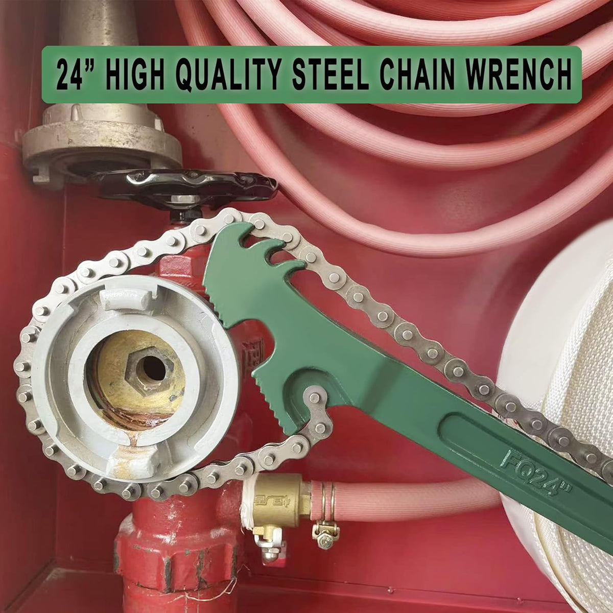 24 Inch Heavy Duty Chain Oil Filter Wrench, Adjustable Long Handle Tool Fits Max 12.6 Inch Diameter