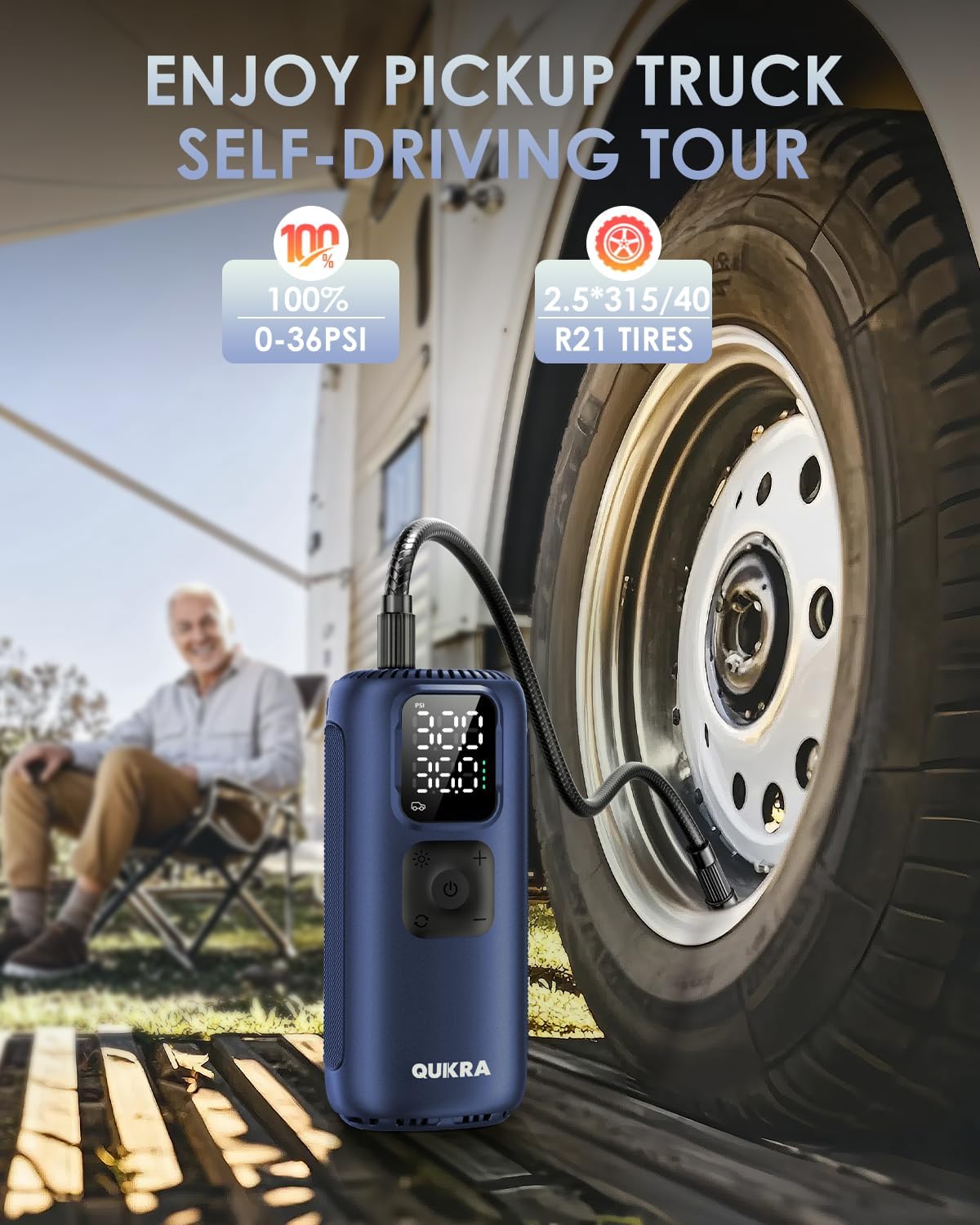 T22 Tire Inflator Protable Air Compressor, 3× Faster 160PSI Air Pump, Auto Cordless Tire Pump, Smart Air Compressor with LED Light and Digital Display for Car Pickup Truck Bike and More, Blue