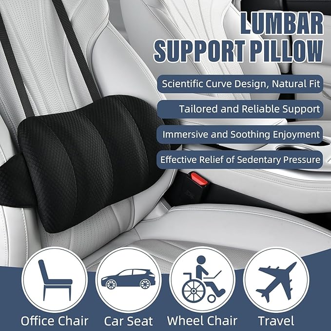 1 Piece Automotive Seat Lumbar Support Pillow for Hyundai Santa Fe 2019-2023, Driving Lower Back Cushion Ergonomic Orthopedic Posture Rest