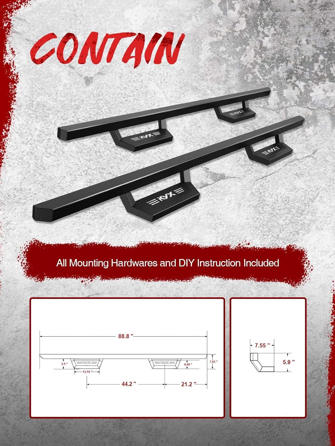 KYX Running Boards for 2005-2023 Tacoma Double Cab Pickup Truck, 5 inches Side Steps Nerf Bars Truck Step Rails