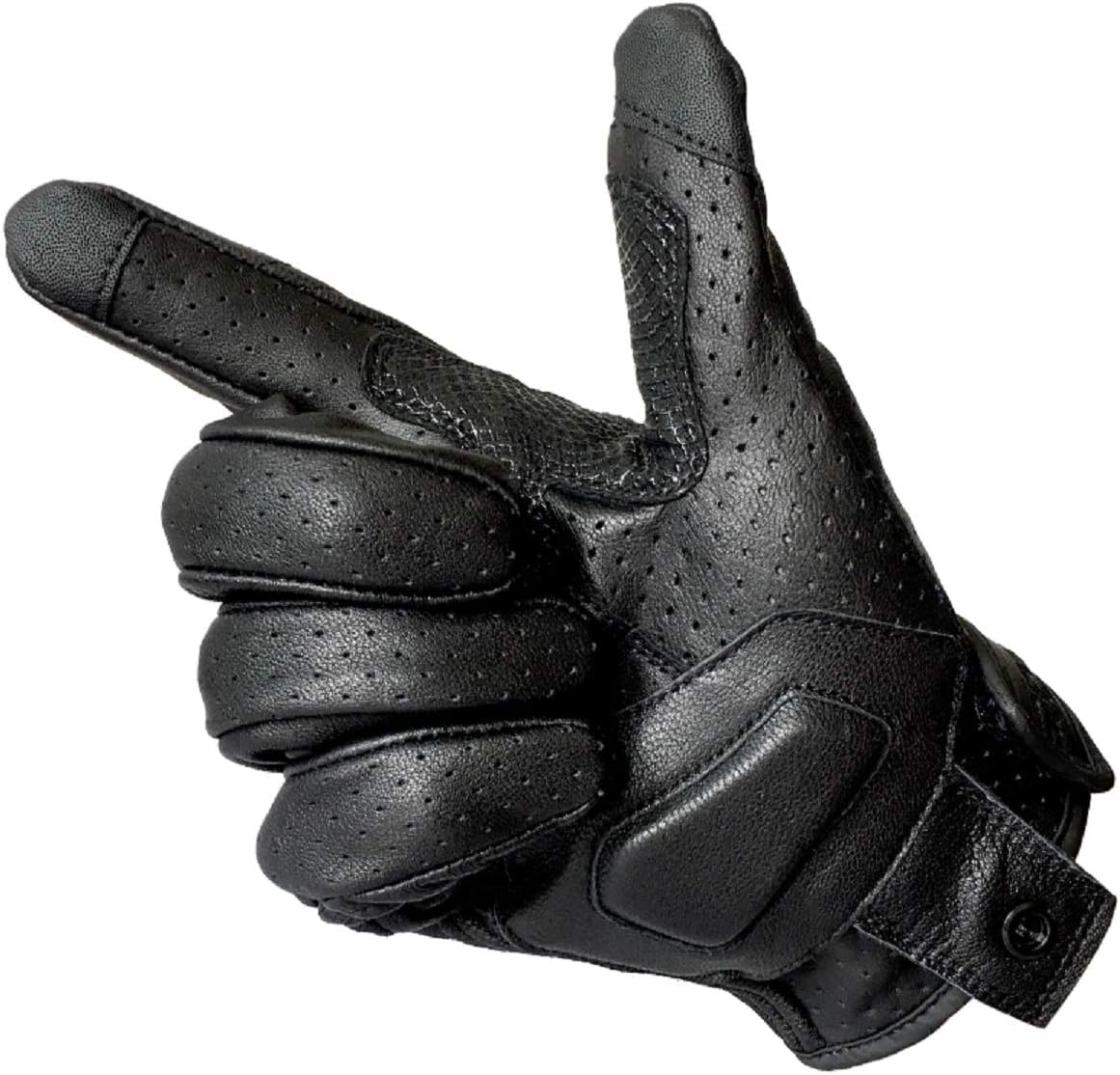 Updated Men’s Leather Motorcycle Gloves with Two Touchscreen Fingers Anti-Slip Motorbike Racing Gloves (Updated,Perforated, XXL)