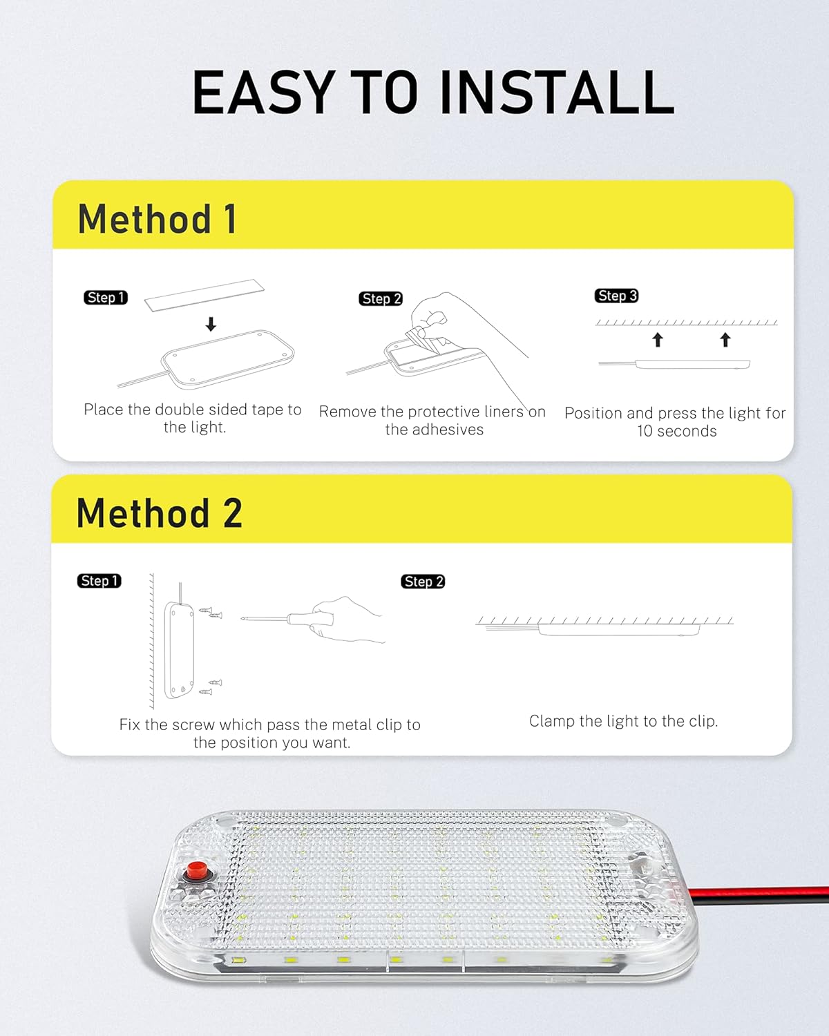 Dome Light for RV Interior, 48LED 800LM Ultra Bright 12 Volt LED White Lights, RV Ceiling Light with Switch Control, Ideal for Car Van Truck Camper Lorry Motorhome Boat(4 Pack)
