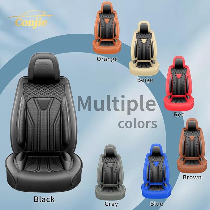 Fit Versa Car Seat Covers Compatible with Nissan Versa 2008-2025 2026 - Premium Leather, Waterproof Breathable, All-Weather Seat Cushion Protecto&Airbag Compatible (2 Front Seat All Black)