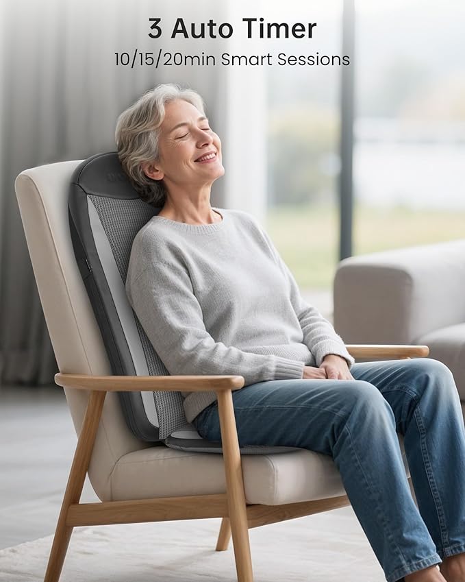 COMFIER Shiatsu Back Massager with Heat, Kneading & Vibration,Massage Chair Pad for Back Relief deep,Chair Massager for,Hip,Heated seat Cushion,Home Office,Gifts for Women Men,Dad,Mom