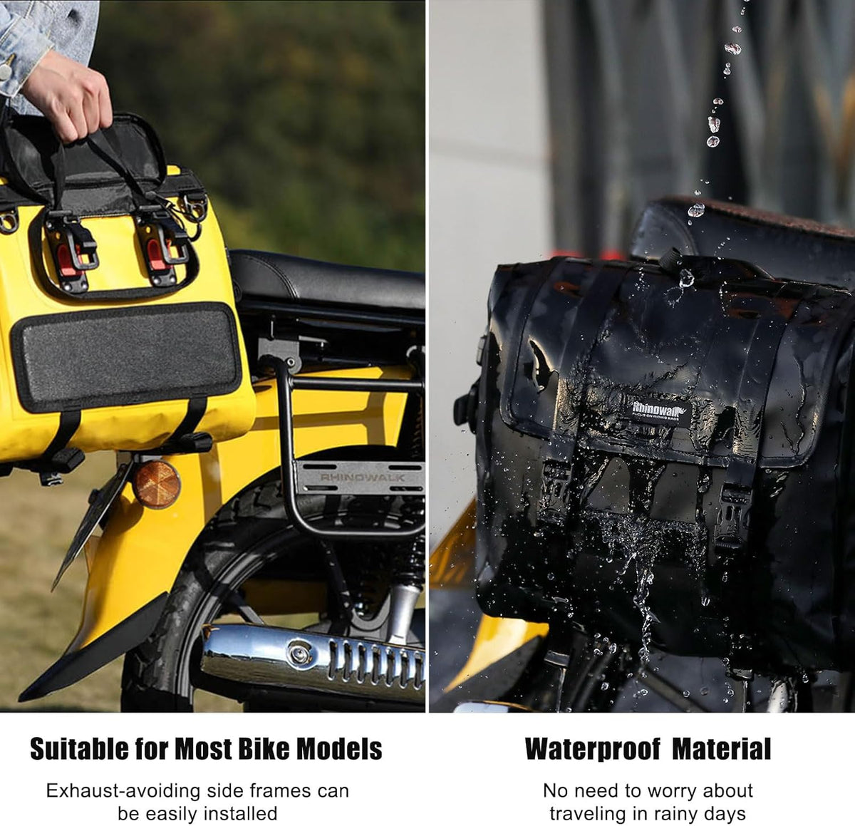 HUNTVP Motorcycle Saddlebags 15L Saddle Bags Motorcycles Single Side Pannier Bag Waterproof Motorcycle Tail Bag Portable Multifunctional Shoulder Bag (Black)