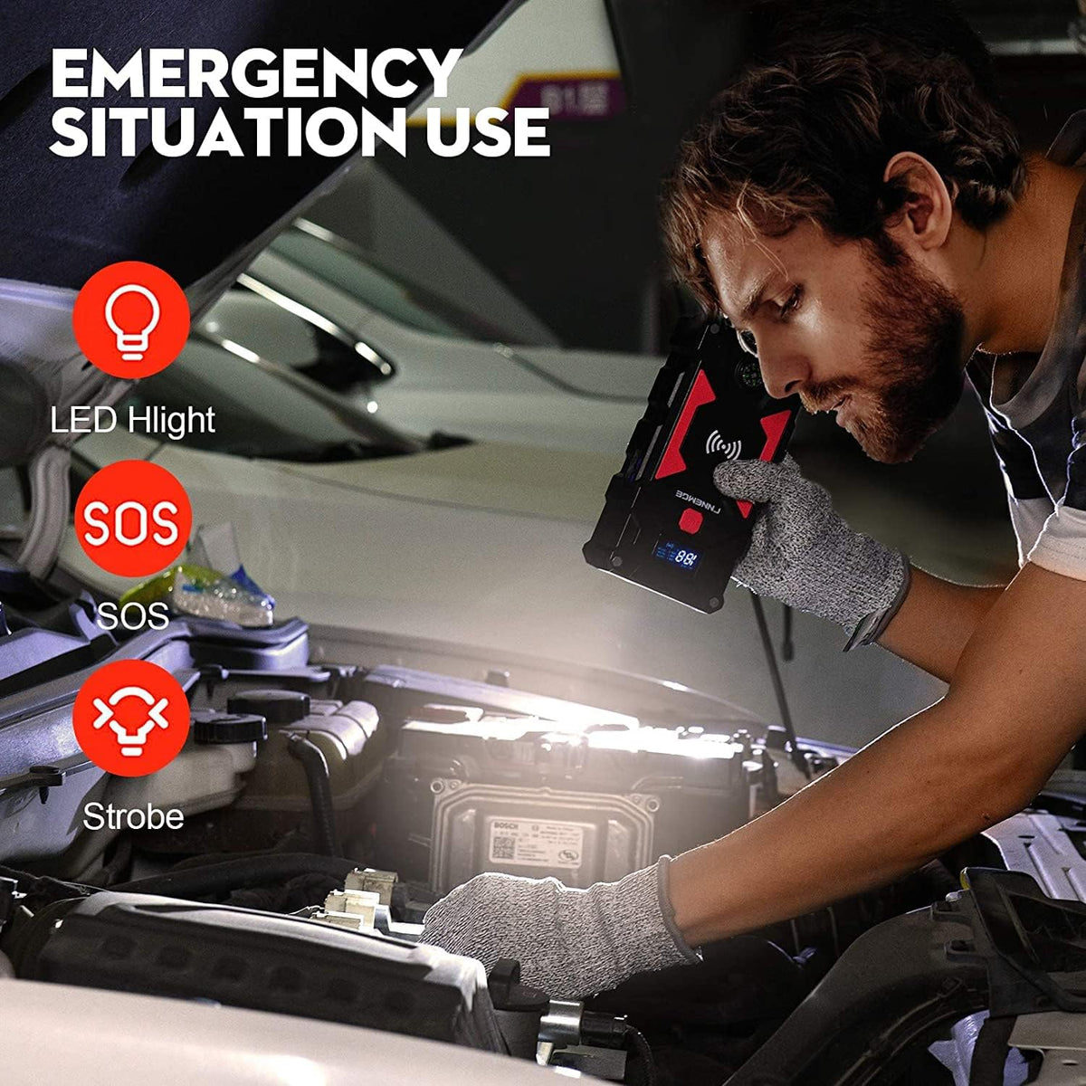Car Jump Starter, 6000A Peak 26800mAh 12V Car Battery Starter(Up to All Gas, 10.0L Diesel Engine), with USB Quick Charge 3.0,LED Light,12V EC-5 Output.