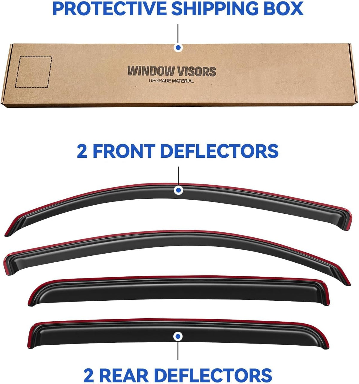 in-Channel Window Visors Rain Guards for 2016-2023 Toyota Tacoma Double Cab, Window Vent Wind Deflectors Visors Shades for 16-23 Tacoma
