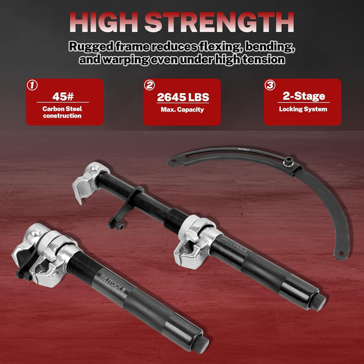 BILITOOLS 2-Piece Coil Spring Compressor Tool Heavy Duty Macpherson Strut Spring Compression Set with Safety Jaws and Holder, Max Load.2645LB