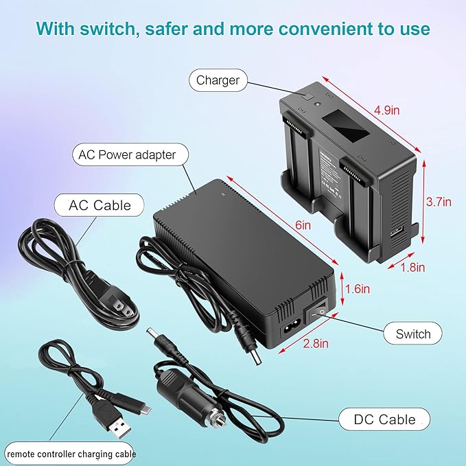 Hanatora Air 2S,Mavic Air 2 Wall & Car Charger Compatible with DJI Air 2S,Mavic Air Battery, 5 in 1 Rapid Multi Parallel Charging Hub Drone Accessories