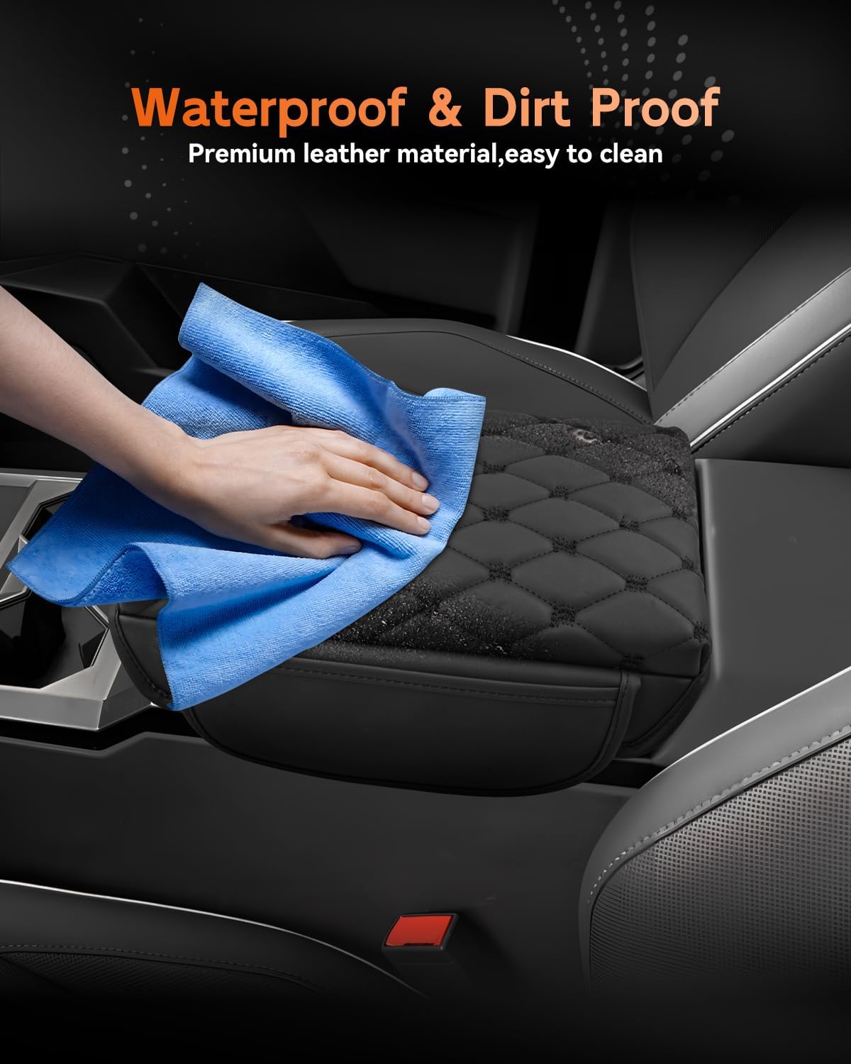 CDEFG for 2024 2025 Cybertruck Center Console Cover Armrest Cover for Tesla Cybertruck Accessories Arm Rest Protector with Side Pockets Back Mesh 4 Velcro Pockets