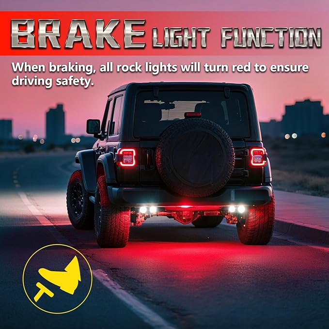 8 Pods Full Angle RGB LED Rock Lights for Truck Jeeps ATV UTV RZR Offroad Golf Cart SXS, Waterproof Multicolor Neon Underglow Kit with Bluetooth APP/RF Remote, 12Volt Underbody Lights