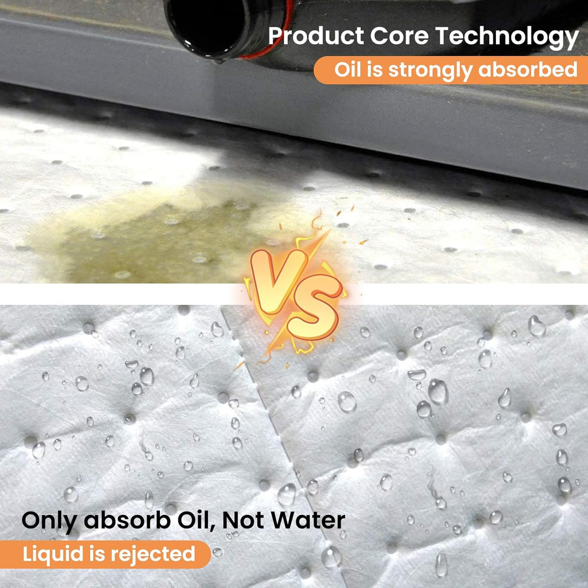 Smaafit Oil-Only Absorbent Pads 17.5" x 13.5" Heavyweight Oil Absorbing Mats, 50pcs White Oil Absorbent Mat Pads for Absorbing Protecting Home Garage Basement, 24oz/Pad