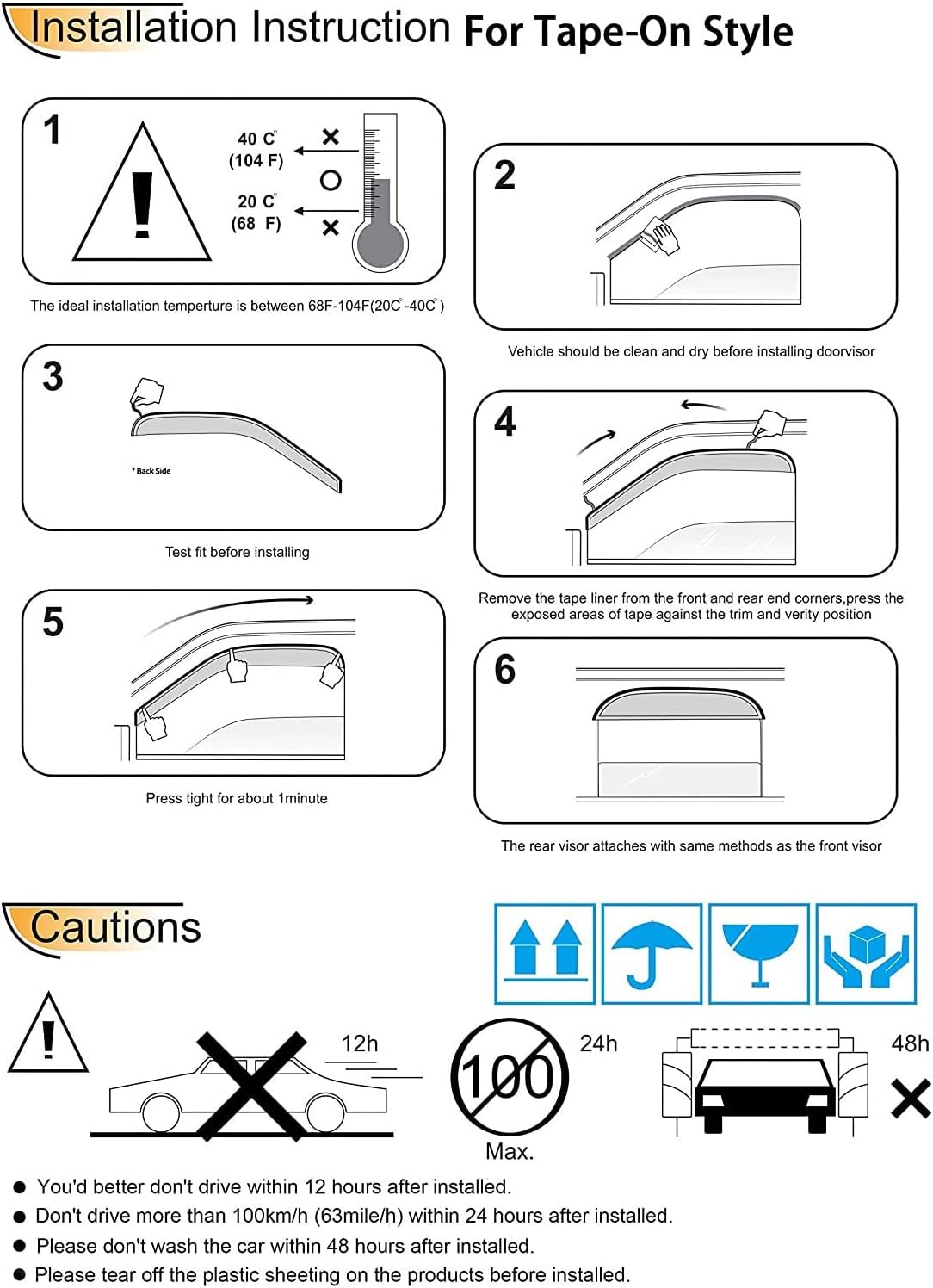 94608 Original Side Window Wind Deflector,4pc Outside Mount Style Nice Sun Rain Guards Set,Window Visor fit for 2006-2012 Toyota RAV-4