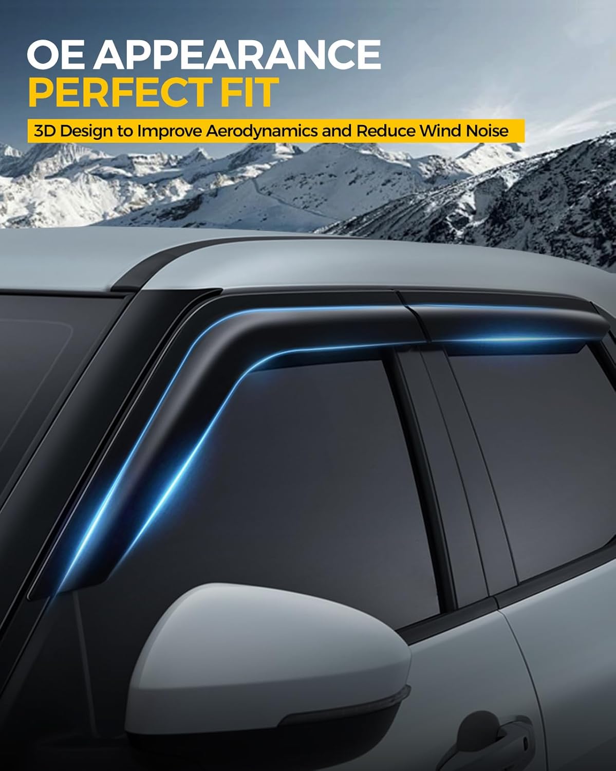 Rain Guards for Car Windows, Tape-On Window Visors Rain Guards Fit for Honda Civic 2012-2015, Window Deflectors, Vent Visors for Honda Car Accessories, 4 Pieces